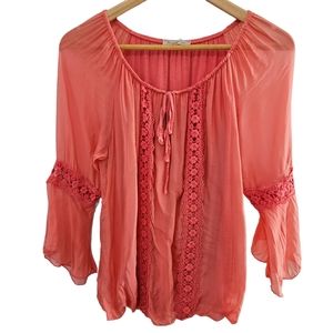 M&G made in Italy Bohemian Peasent Silk Blend  Blouse